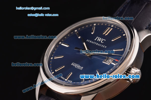IWC Ingenieur Vintage Swiss ETA 2892 Automatic Steel Case with Stick Markers and Blue Dial - Click Image to Close