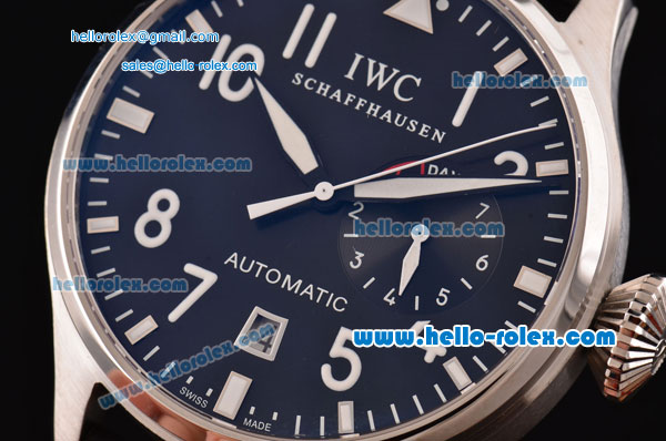 IWC Big Pilot ST25 Automatic Steel Case with Black Dial Numeral Markers and Black Leather Strap - Click Image to Close