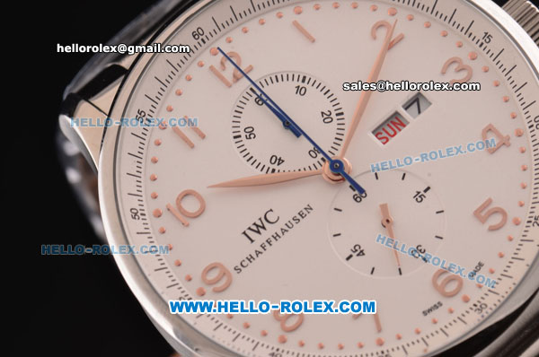 IWC Portuguese Chrono Japanese Miyota OS10 Quartz Stainless Steel Case with Stainless Steel Strap and White Dial - Click Image to Close