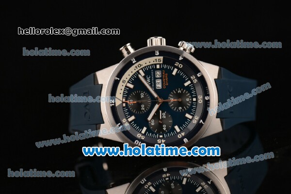 IWC Aquatimer Chronograph Cousteau Divers Swiss Valjoux 7750-SHG-MD Automatic Steel Case with White Markers and Blue Dial - 1:1 Original - Click Image to Close