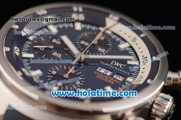 IWC Aquatimer Chronograph Cousteau Divers Swiss Valjoux 7750-SHG-MD Automatic Steel Case with White Markers and Blue Dial - 1:1 Original - Click Image to Close