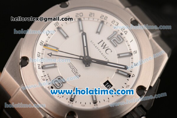IWC Ingenieur Dual Time Swiss Valjoux 7750 Automatic Titanium Case with White Dial and Stick/Numeral Markers 1:1 Original - Click Image to Close