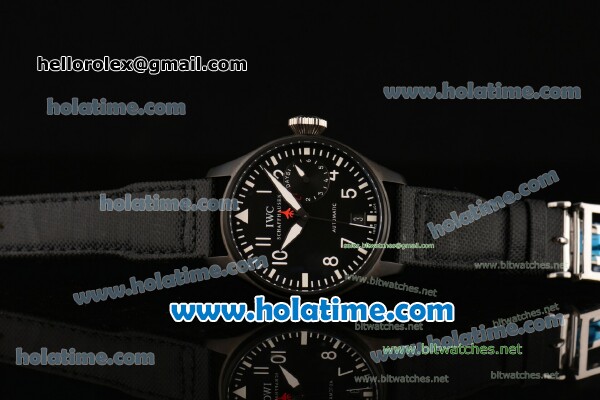 IWC Big Pilot's Top Gun Swiss Valjoux 7750 Automatic PVD Case with Black Dial Black Leather Bracelet and White Markers - New Edition - Click Image to Close
