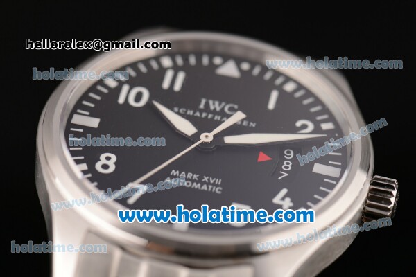 IWC Pilot Mark XVII Swiss ETA 2892 Automatic Steel Case/Strap with Black Dial and White Markers - 1:1 Original - Click Image to Close