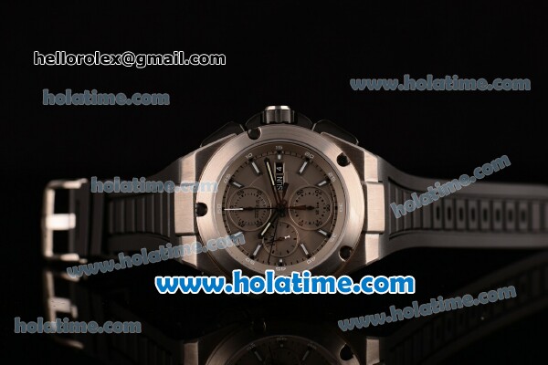 IWC Ingenieur Chrono Swiss Valjoux 7750 Automatic Titanium Case with Grey Dial Black Rubber Strap and White Stick Markers - 1:1 Original (K) - Click Image to Close