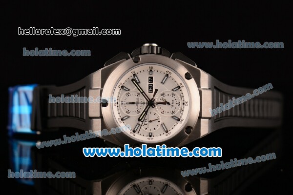 IWC Ingenieur Chrono Swiss Valjoux 7750 Automatic Titanium Case with White Dial Black Rubber Strap and White Stick Markers - 1:1 Original (K) - Click Image to Close