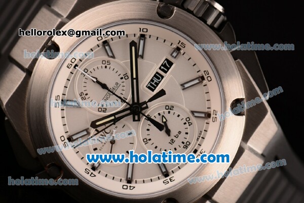 IWC Ingenieur Chrono Swiss Valjoux 7750 Automatic Titanium Case with White Dial Black Rubber Strap and White Stick Markers - 1:1 Original (K) - Click Image to Close