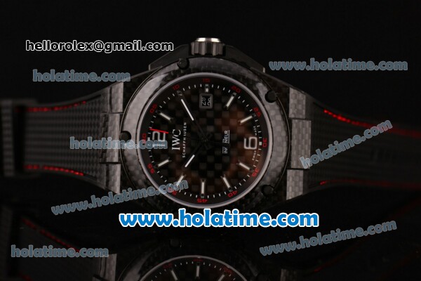 IWC Ingenieur Carbon Performance Swiss Valjoux 7750 Automatic Carbon Fiber Case with Black Rubber Bracelet Carbon Fiber Dial and White Markers (K) - Click Image to Close