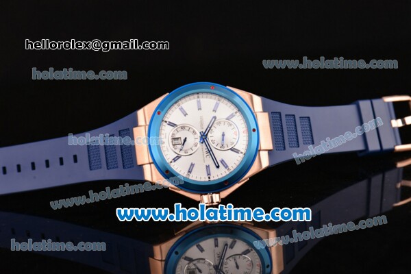 IWC Ingenieur Asia ST Automatic Rose Gold Case with Blue Rubber Bracelet Silver Dial and Blue Bezel - Click Image to Close