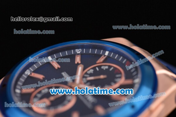 IWC Ingenieur Asia ST Automatic Rose Gold Case with Blue Rubber Bracelet Blue Dial and Stick Markers - Click Image to Close