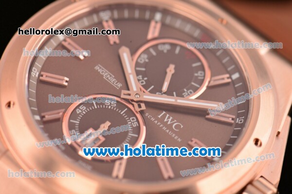 IWC Ingenieur Asia ST Automatic Rose Gold Case with Brown Rubber Strap Stick Markers and Brown Dial - Click Image to Close