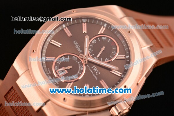 IWC Ingenieur Asia ST Automatic Rose Gold Case with Brown Rubber Strap Stick Markers and Brown Dial - Click Image to Close
