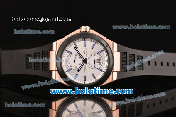 IWC Ingenieur Asia ST Automatic Rose Gold Case with Black Rubber Strap White Dial and PVD Bezel - Click Image to Close