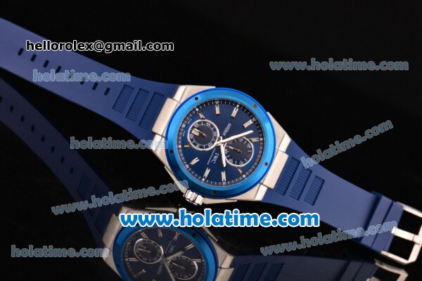 IWC Ingenieur Asia ST Automatic Steel Case with Blue Rubber Strap Stick Markers and Blue Dial - Click Image to Close