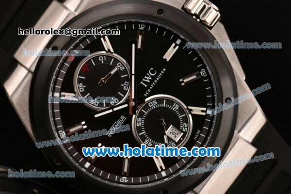 IWC Ingenieur Asia ST Automatic Steel Case with Black Rubber Strap PVD Bezel and Black Dial - Click Image to Close