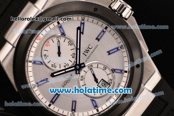 IWC Ingenieur Asia ST Automatic Steel Case with Black Rubber Strap PVD Bezel and White Dial - Click Image to Close