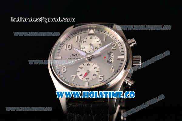IWC Pilot's Watch Chrono Swiss Valjoux 7750 Automatic Steel Case with Gray Dial and Arabic Numeral Markers (H) - Click Image to Close