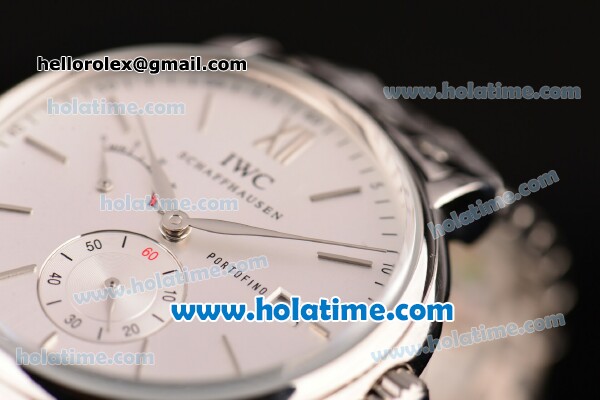 IWC Portofino Eight Days Miyota Quartz Full Steel with White Dial and Silver Stick Markers - Click Image to Close