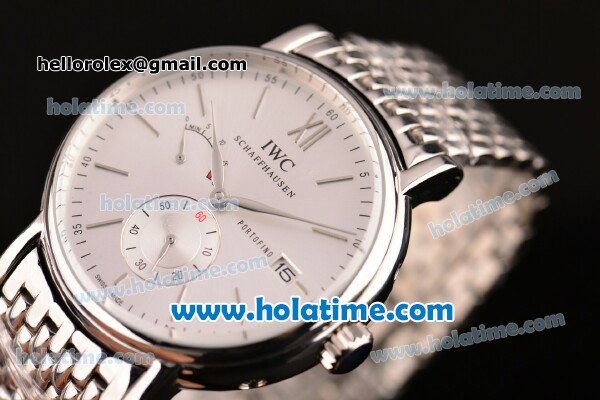IWC Portofino Eight Days Miyota Quartz Full Steel with White Dial and Silver Stick Markers - Click Image to Close