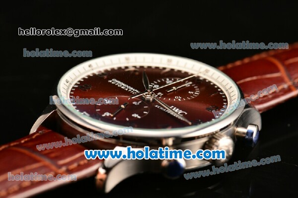 IWC Portuguese Chrono Miyota OS20 Quartz Steel Case with Brown Leather Strap and Brown Dial - Click Image to Close