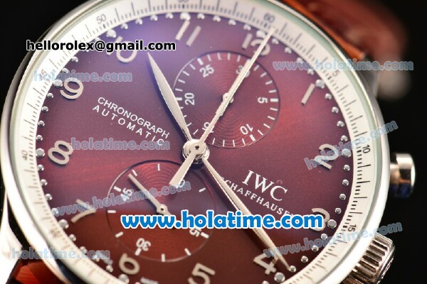 IWC Portuguese Chrono Miyota OS20 Quartz Steel Case with Brown Leather Strap and Brown Dial - Click Image to Close