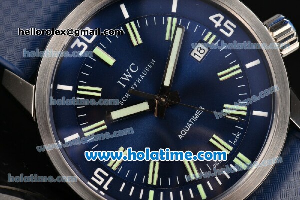 IWC Aquatimer Vintage 1967 Swiss Valjoux 7750 Automatic Steel Case with Blue Dial and Green Stick Markers - 1:1 Original (ZF) - Click Image to Close