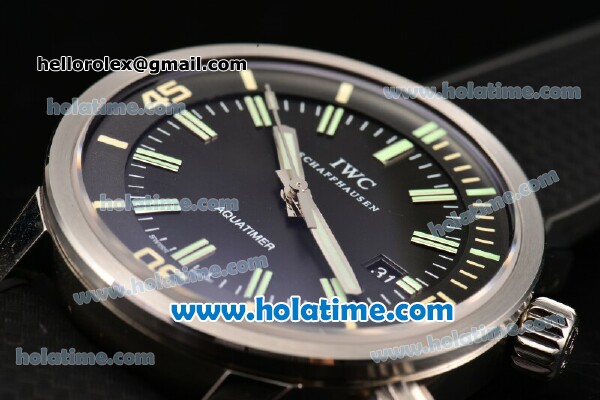 IWC Aquatimer Vintage 1967 Swiss Valjoux 7750 Automatic Steel Case with Black Dial and Green Stick Markers - 1:1 Original (ZF) - Click Image to Close