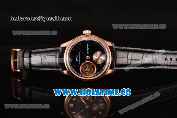 IWC Portuguese Tourbillon Hand-Wound F.A. Jones Swiss Tourbillon Manual Winding Rose Gold Case with Black Dial and Arabic Numeral Markers - 1:1 Original - Click Image to Close