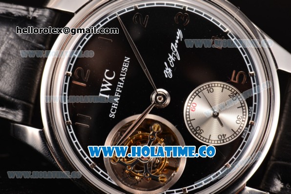 IWC Portuguese Tourbillon Hand-Wound F.A. Jones Swiss Tourbillon Manual Winding Steel Case with Black Dial and Arabic Numeral Markers - 1:1 Original - Click Image to Close