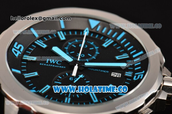 IWC Aquatimer Chronograph Edition Expedition Jacques-Yves Cousteau Miyota Quartz Steel Case with Black Dial and Blue Markers - Click Image to Close