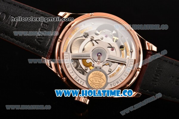 IWC Portuguese Tourbillon Hand-Wound Swiss Tourbillon Manual Winding Rose Gold Case with White Dial and Brown Leather Strap (FT) - Click Image to Close