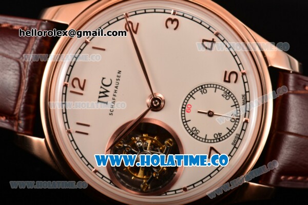 IWC Portuguese Tourbillon Hand-Wound Metropolitan Boutique Edition Swiss Tourbillon Manual Winding Rose Gold Case with White Dial and Arabic Numeral Markers (FT) - Click Image to Close