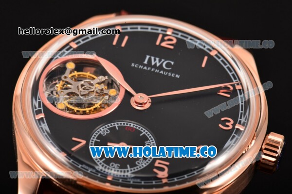 IWC Portuguese Tourbillon Hand-Wound Metropolitan Boutique Edition Swiss Tourbillon Manual Winding Rose Gold Case with Black Dial and Arabic Numeral Markers (FT) - Click Image to Close
