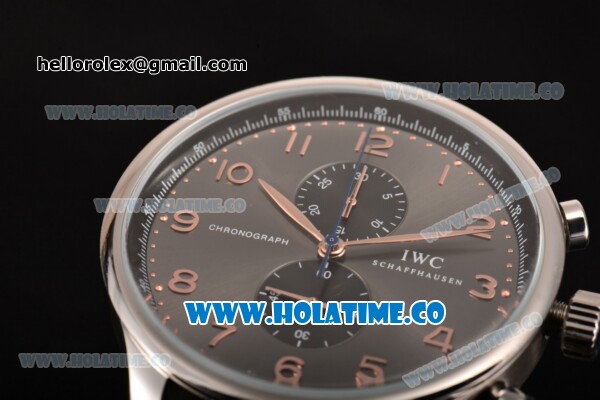 IWC Portuguese Chrono Miyota Quartz Steel Case with Grey Dial and Arabic Numeral Markers - Click Image to Close