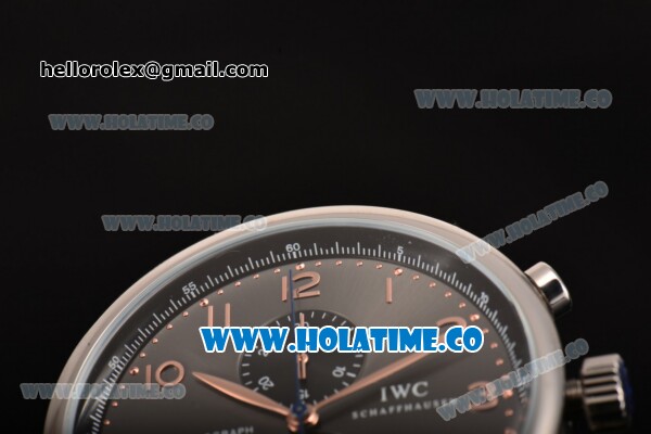 IWC Portuguese Chrono Miyota Quartz Steel Case with Grey Dial and Arabic Numeral Markers - Click Image to Close
