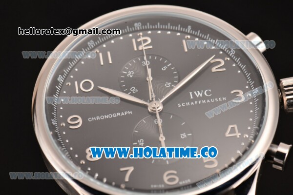 IWC Portuguese Chrono Miyota Quartz Steel Case with Black Dial and Arabic Numeral Markers - Click Image to Close