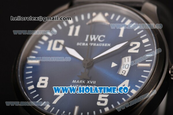 IWC Pilot's Mark XVII Swiss ETA 2824 Automatic PVD Case with Blue Dial and White Arabic Numeral Markers - Click Image to Close