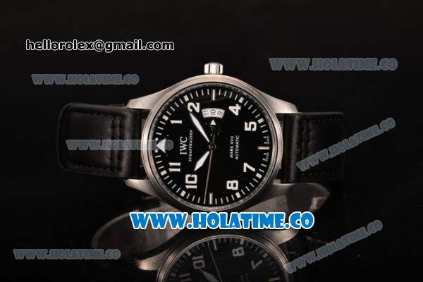 IWC Pilot's Mark XVII Swiss ETA 2824 Automatic Steel Case with Black Dial and White Arabic Numeral Markers - Click Image to Close