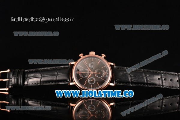 IWC Portofino Chrono Swiss Valjoux 7750 Automatic Rose Gold Case with Black Dial and Rose Gold Stick Markers - Click Image to Close