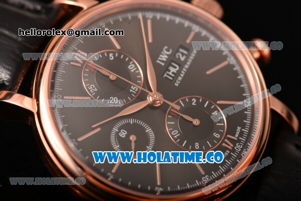 IWC Portofino Chrono Swiss Valjoux 7750 Automatic Rose Gold Case with Black Dial and Rose Gold Stick Markers - Click Image to Close