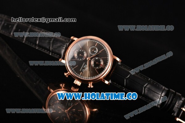 IWC Portofino Chrono Swiss Valjoux 7750 Automatic Rose Gold Case with Black Dial and Rose Gold Stick Markers - Click Image to Close