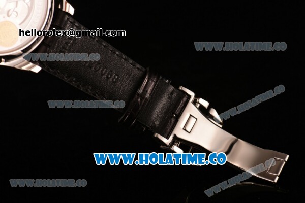IWC Portuguese Tourbillon Mystere Swiss Tourbillon Automatic Steel Case with Black Dial Silver Arabic Numeral Markers and Black Leather Strap (FT) - Click Image to Close