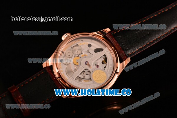 IWC Portuguese Tourbillon Mystere Swiss Tourbillon Automatic Rose Gold Case with Black Dial Rose Gold Arabic Numeral Markers and Brown Leather Strap (FT) - Click Image to Close