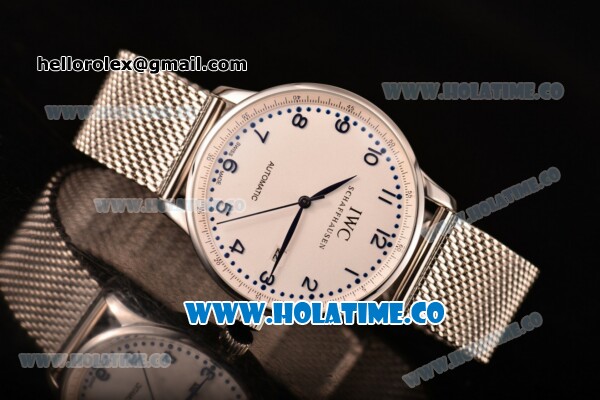 IWC Portugieser Asia 2813 Automatic Full Steel with White Dial and Blue Arabic Numeral Markers - Click Image to Close