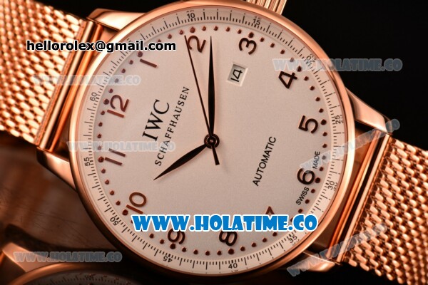 IWC Portugieser Asia 2813 Automatic Full Rose Gold with White Dial and Rose Gold Arabic Numeral Markers - Click Image to Close