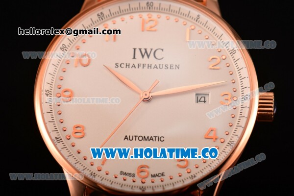 IWC Portugieser Asia 2813 Automatic Full Rose Gold with White Dial and Rose Gold Arabic Numeral Markers - Click Image to Close