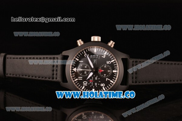 IWC Pilot's Watch Top Gun Chrono Swiss Valjoux 7750 Automatic PVD Case with Black Dial and Stick/Arabic Numeral Markers (J12) - Click Image to Close