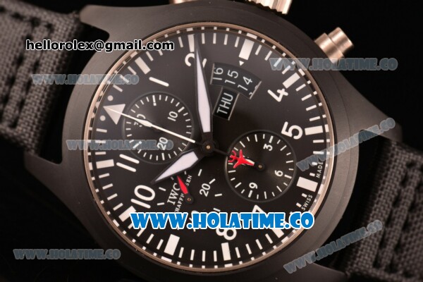 IWC Pilot's Watch Top Gun Chrono Swiss Valjoux 7750 Automatic PVD Case with Black Dial and Stick/Arabic Numeral Markers (J12) - Click Image to Close