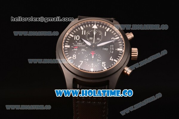IWC Pilot's Watch Top Gun Chrono Swiss Valjoux 7750 Automatic PVD Case with Black Dial and Stick/Arabic Numeral Markers (J12) - Click Image to Close