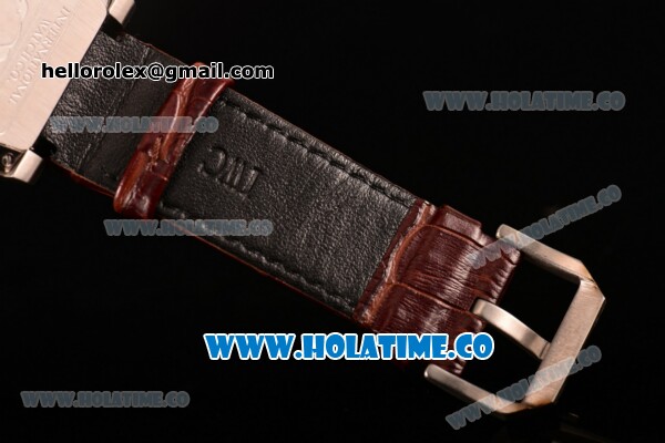 IWC Da-Vinci Chrono Miyota Quartz Steel Case with Brown Leather Strap and White Dial - Click Image to Close